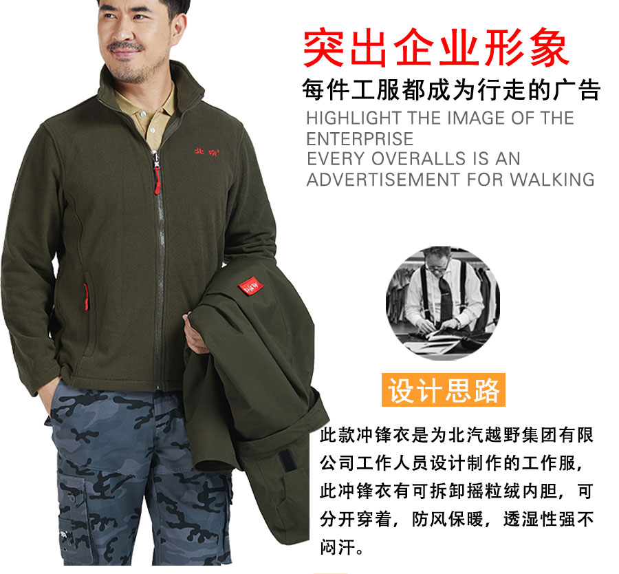 北汽越野可拆卸冬季工作服设计思路