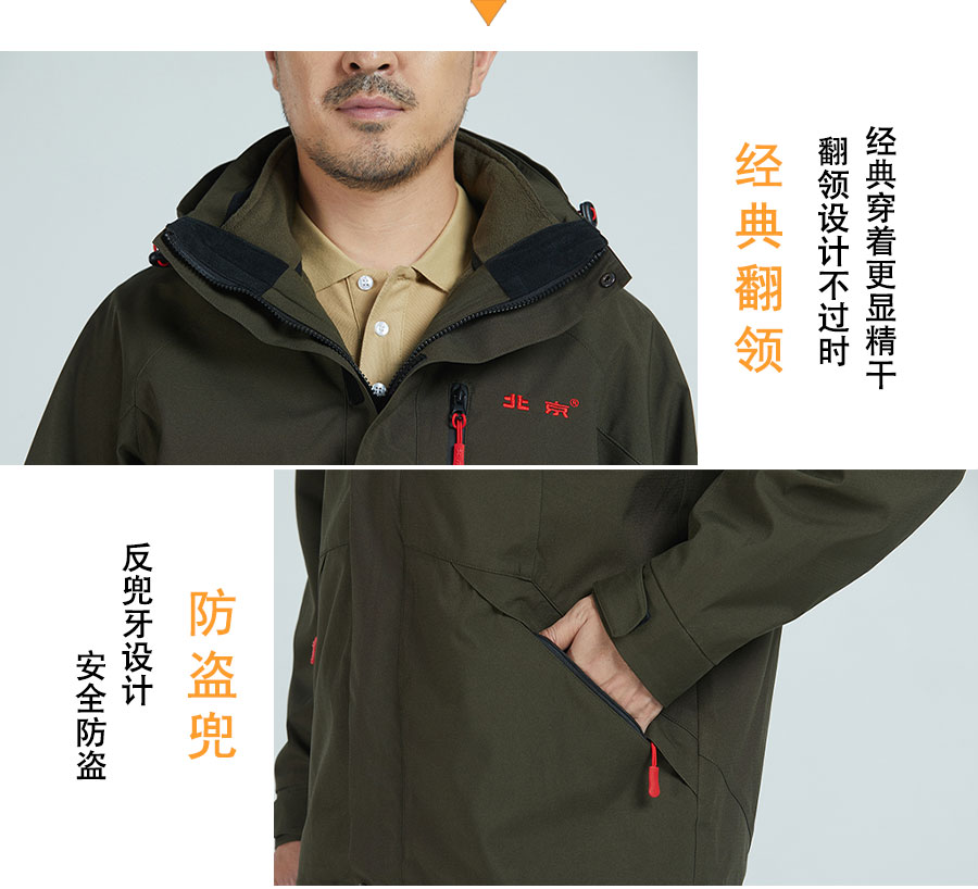 北汽越野可拆卸冬季工作服的细节